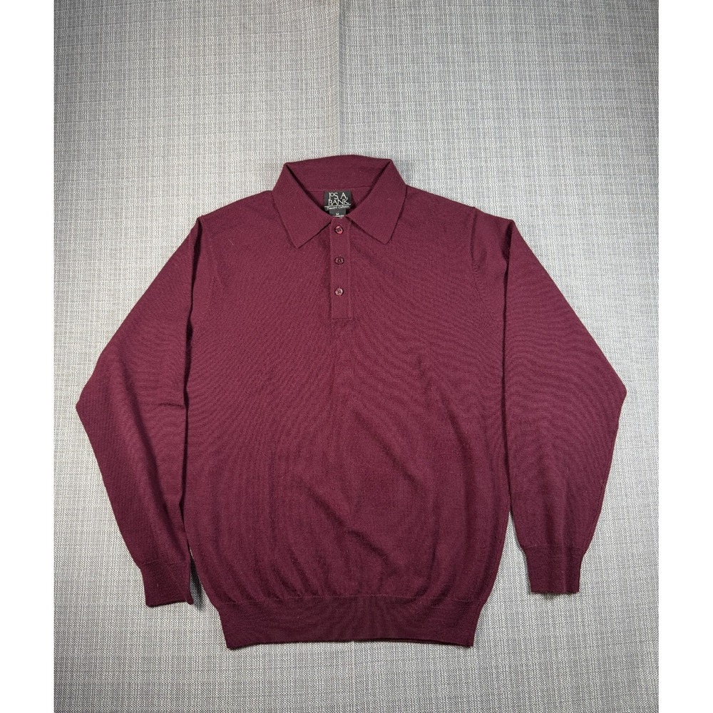 Jos. A. Bank Traveler Performance Polo Sweater‎ Mens Medium Maroon Merino Wool